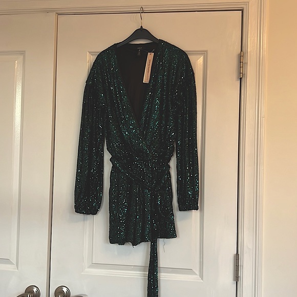 NWT Green Sequined Jumpsuit - Picture 1 of 3